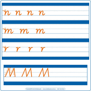 Download VIC Modern Cursive Font Family Letter Worksheets for Teachers, Teach handwriting with six letter families