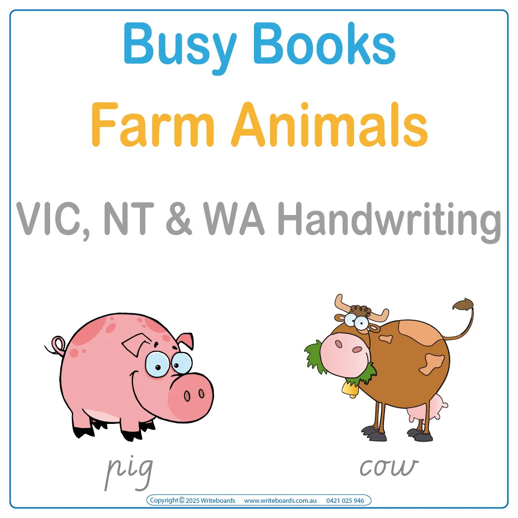 Teach Your Child about Farm Animals using our VIC & WA Handwriting for ages 3+