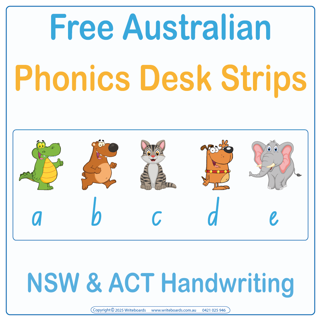 Phonics Desk Strips for NSW and ACT School Handwriting