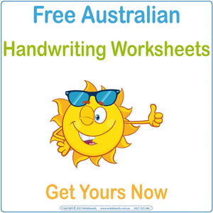 FREE Australian Handwriting Worksheets, Free Aussie School Worksheets, Free Worksheets for Australian children, Free Aussie worksheets