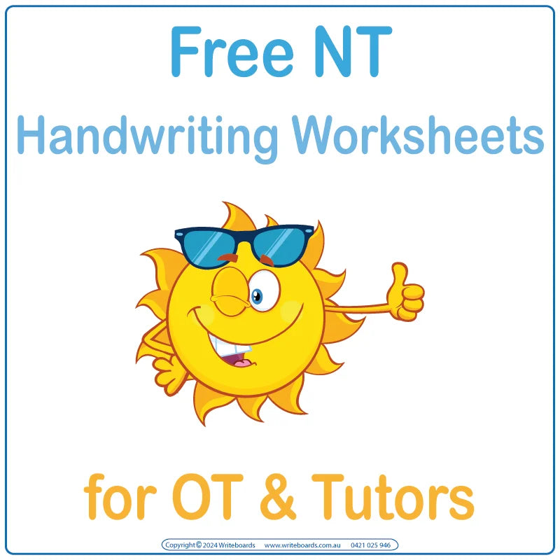 Free VIC Modern Cursive Handwriting Worksheets for Occupational Therapists & Tutors, Free NT Worksheets for Tutors