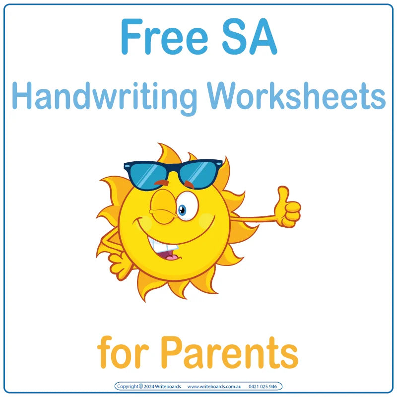 Free SA Handwriting Worksheets for Parents, Free SA Tracing Worksheets for your child