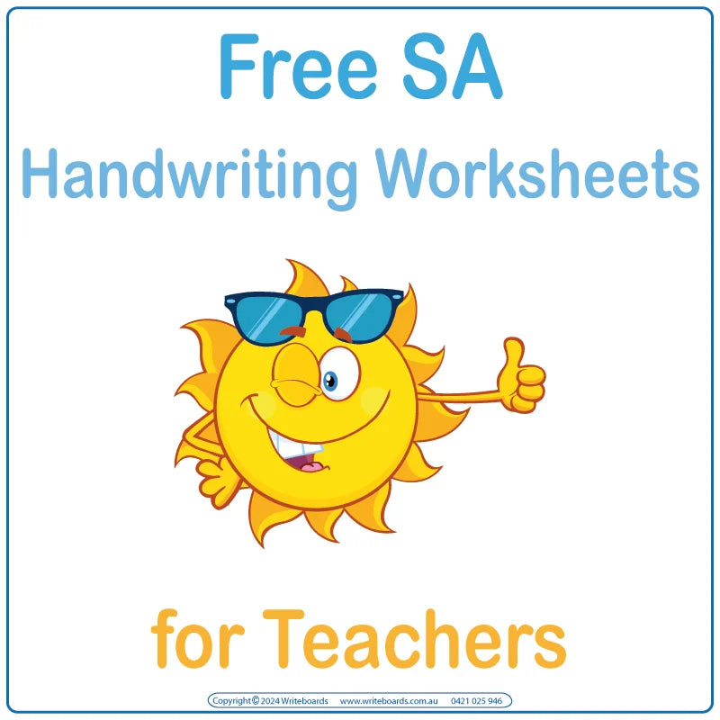 Free SA Tracing Worksheets for Teachers, Free SA Modern Cursive Handwriting Worksheets for Teachers