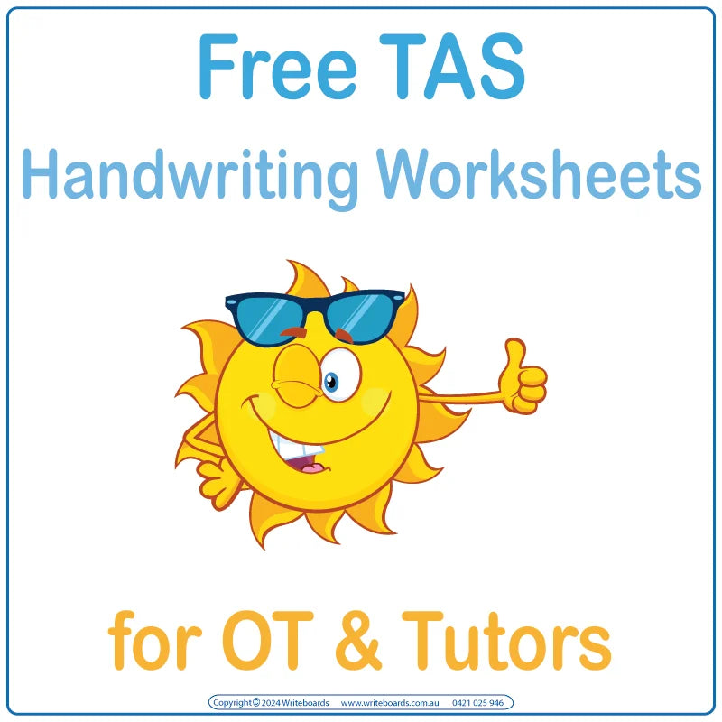 Free TAS Modern Cursive Handwriting Worksheets for Occupational Therapists & Tutors, Free TAS Worksheets for Tutors