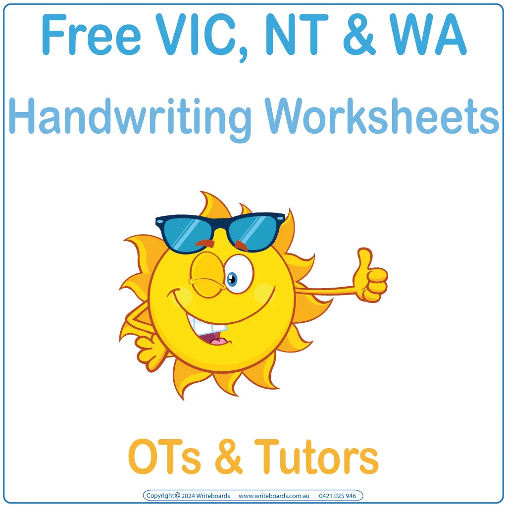 Free VIC Modern Cursive Font Worksheets for Occupational Therapists & Tutors Download Now