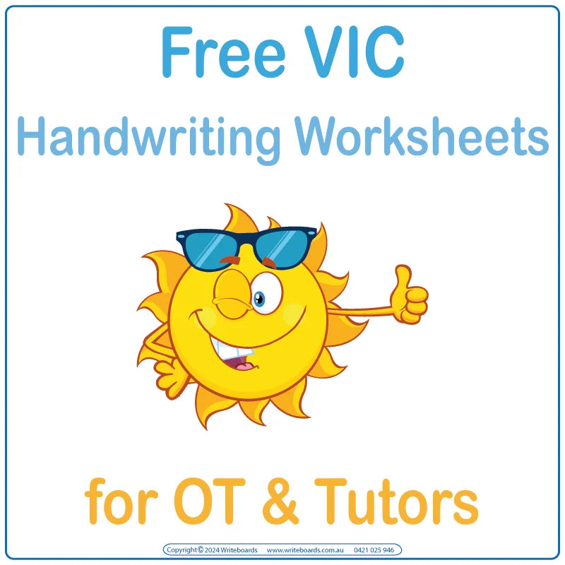 Free VIC Modern Cursive Handwriting Worksheets for Occupational Therapists & Tutors, Free VIC Worksheets for Tutors