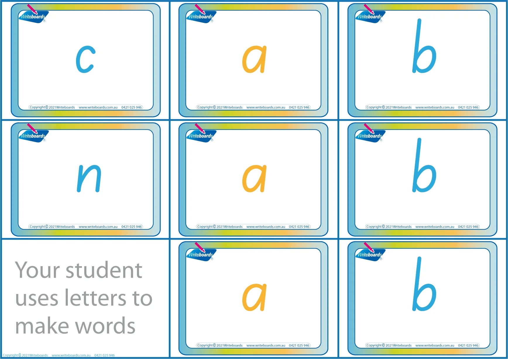 Teach spelling with our FUN CVC Letter Word Games in SA Modern Cursive Font