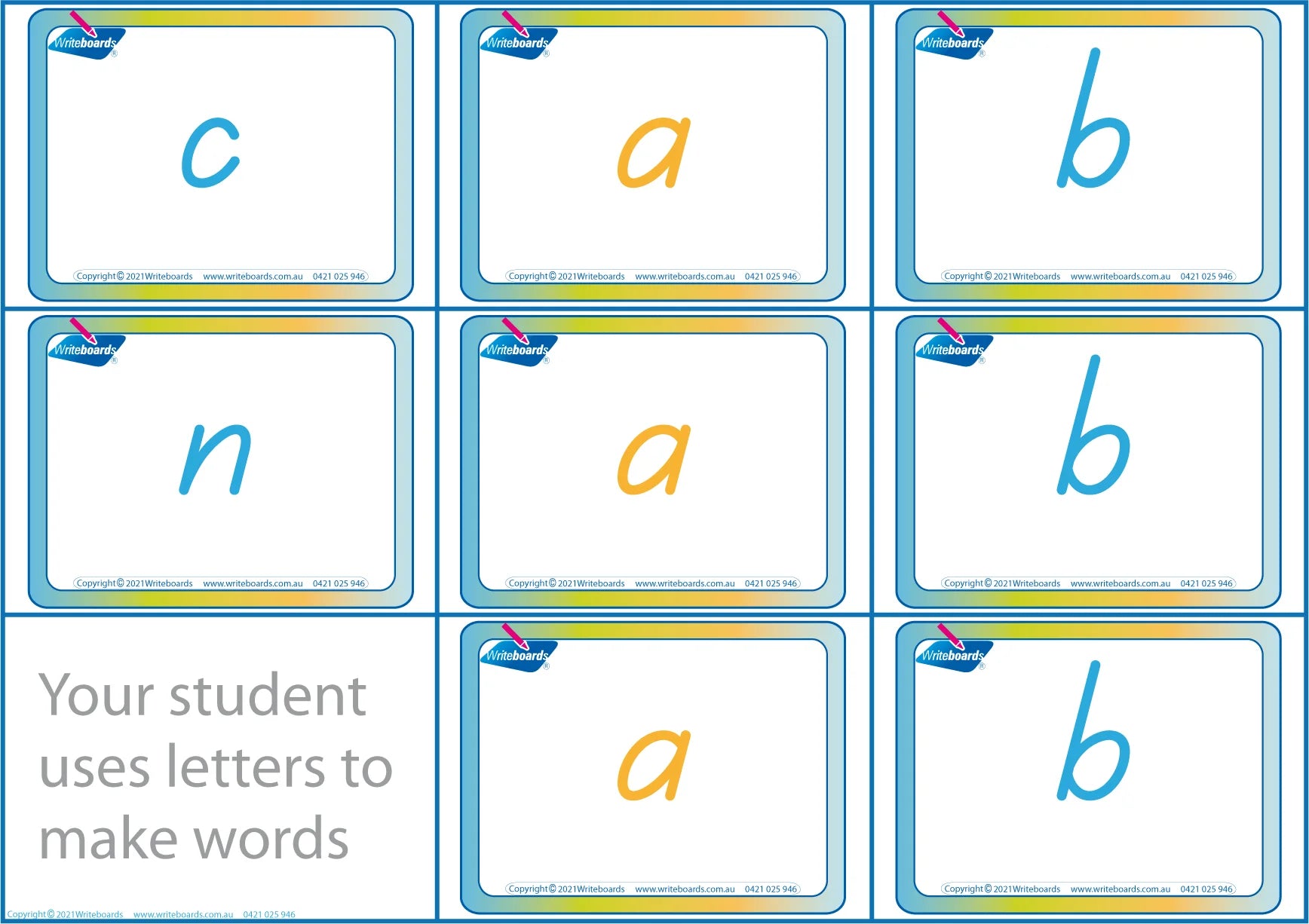 Teach spelling with our FUN CVC Letter Word Games in TAS Modern Cursive Font