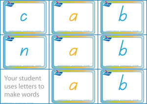 Teach spelling with our FUN CVC Letter Word Games in TAS Modern Cursive Font