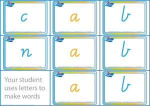 Teach spelling with our FUN CVC Letter Word Games in VIC Modern Cursive Font