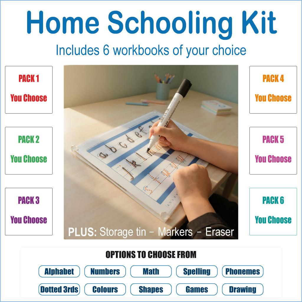 Reusable Home Schooling Kit for complete handwriting and learning support for Homeschoolers
