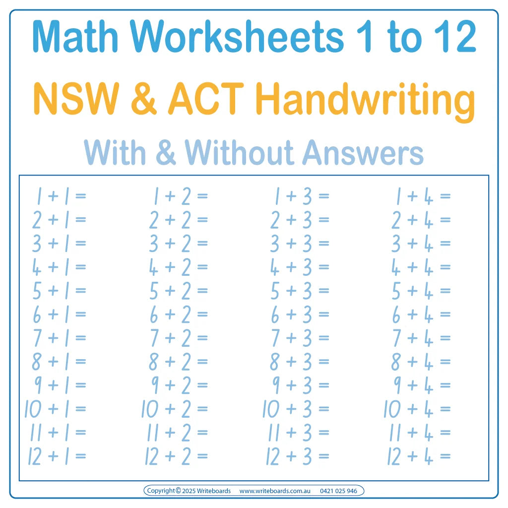 Help your child master NSW and ACT math with addition – subtraction – multiplication and division worksheets