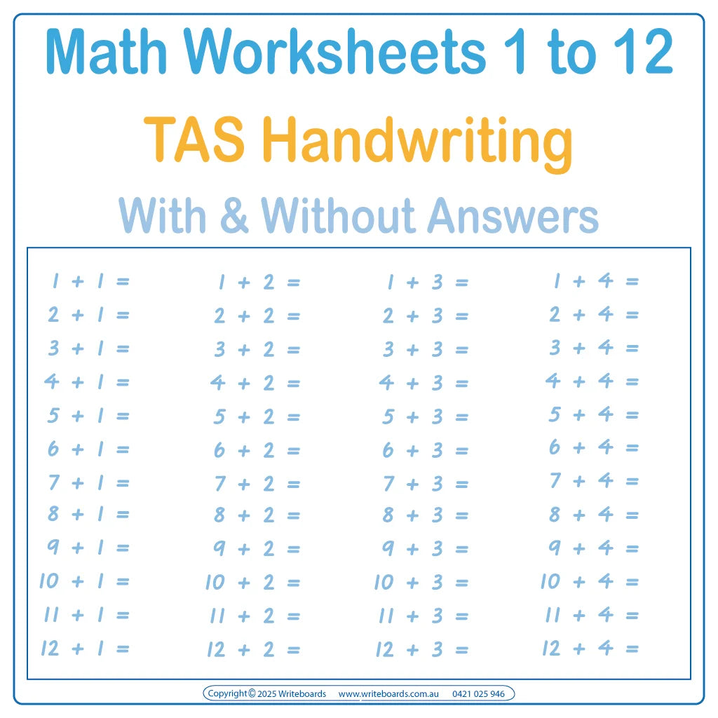 Math Work In Cursive Writing Help your child master SA Modern Cursive math with addition ...