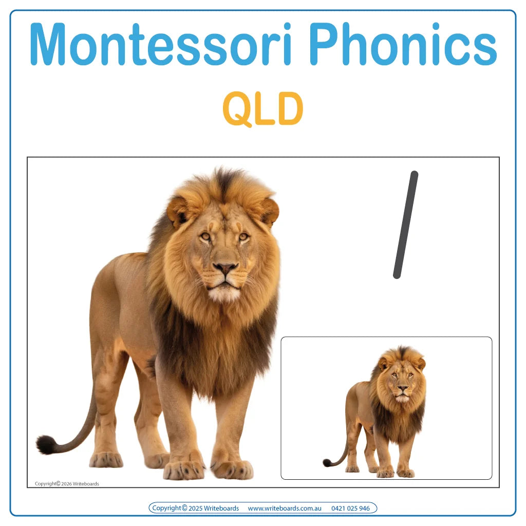 QLD Beginner School Readiness Phonics Pack featuring real animal photo posters and flashcards for Early Learning