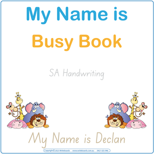 Teach your child their name with our SA Modern Cursive Font Interactive Busy Book