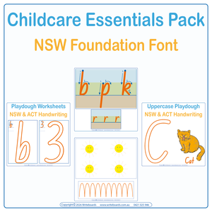 NSW Foundation Font Childcare Essentials Pack - Playdough plus Letter & Number Worksheets