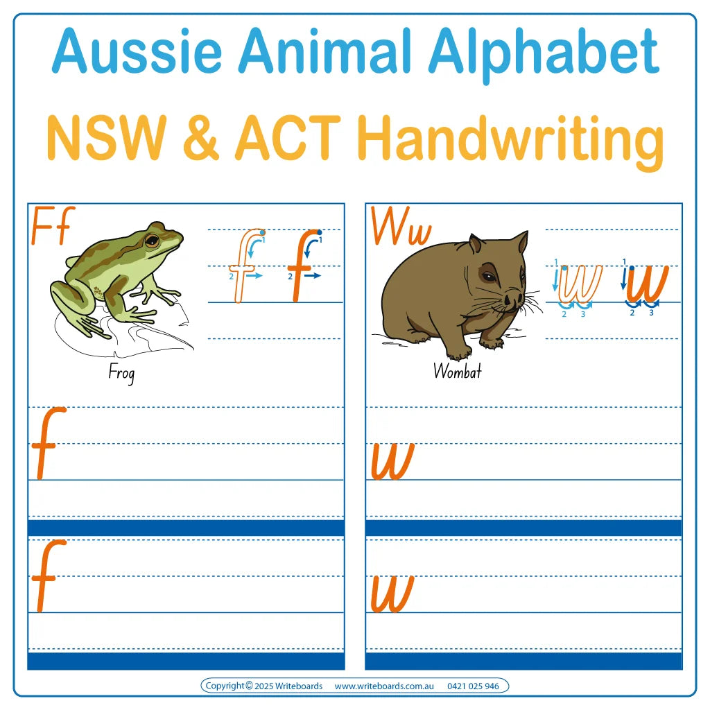 NSW Foundation Font Worksheets & Flashcards are Included in our Advanced School Kit