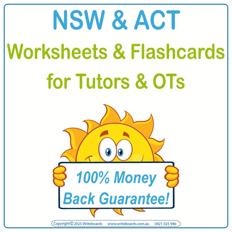 NSW Foundation Font Traceable Worksheets and Flashcards for Occupational Therapists and Tutors