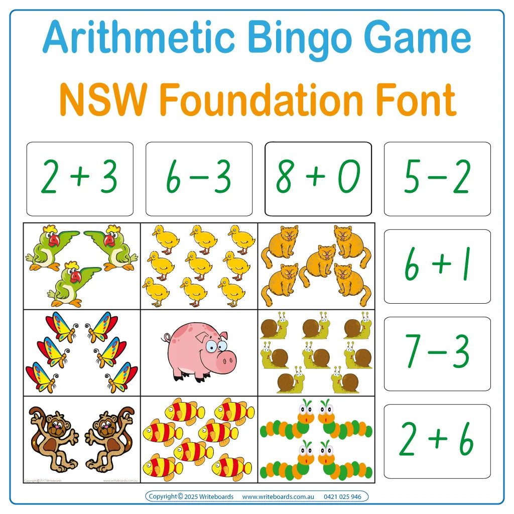 Watch Your Student Learn Maths the Easy Way with our NSW Foundation Font Arithmetic Bingo Game