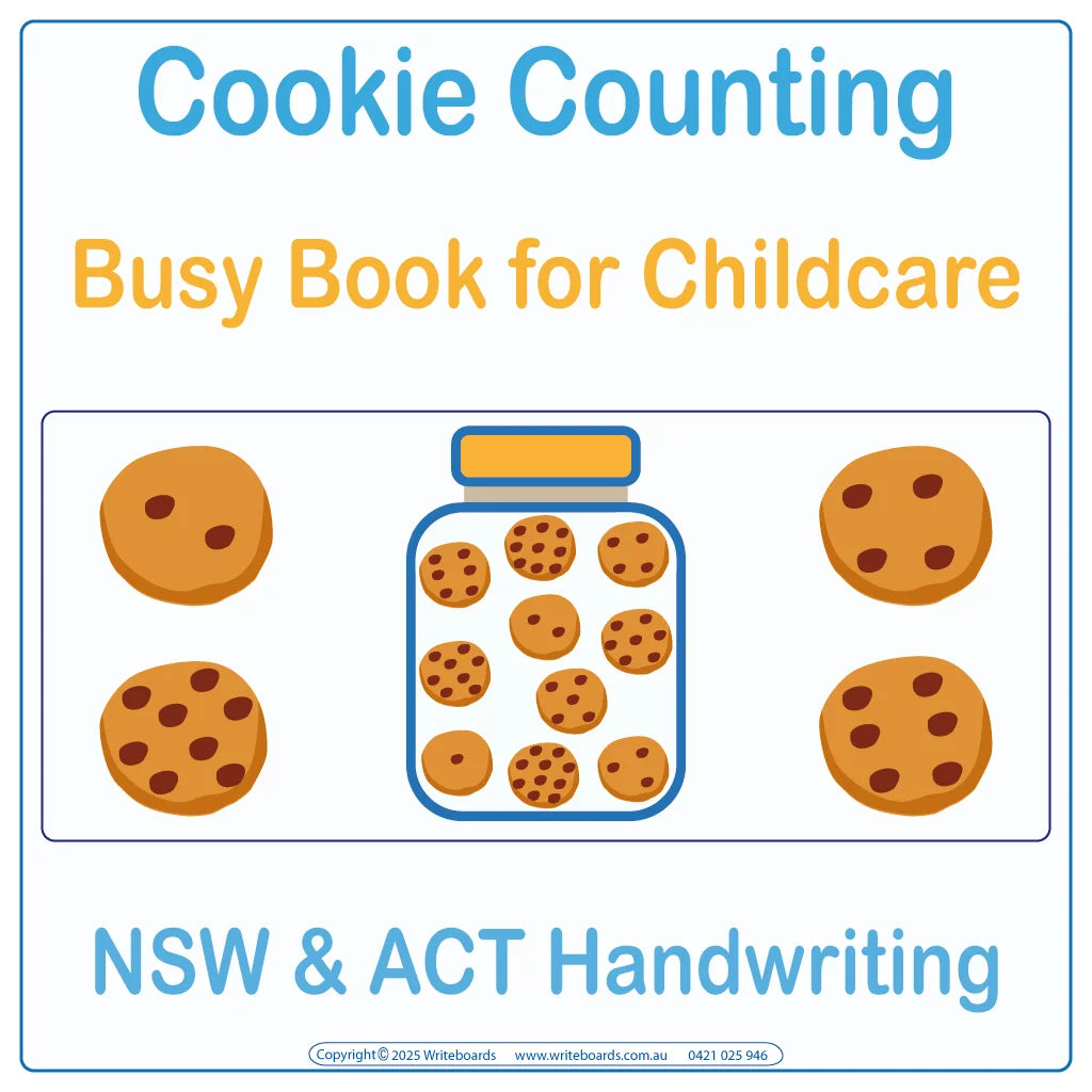 NSW Foundation Font Early Learning Cookie Counting Busy Book for Childcare & Preschool ages 3+