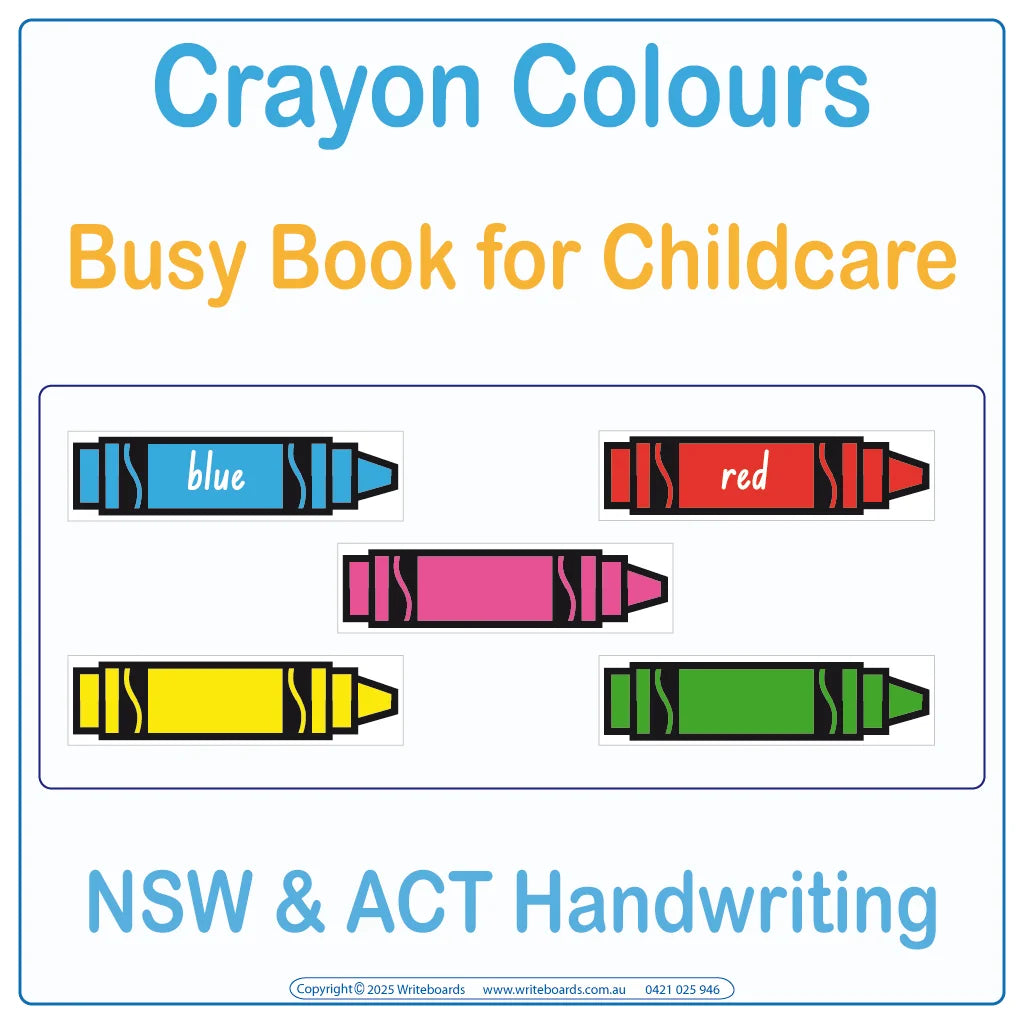 NSW Foundation Font Crayon Colours Busy Book for Childcare and Preschool children aged 3+
