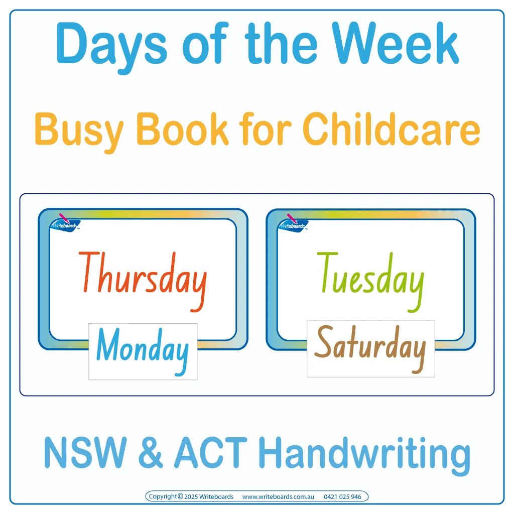 NSW Foundation Early Learning Days of the Week Busy Book for Childcare & Preschool ages 3+