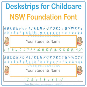 Childcare and Preschool Desk Strips for NSW and ACT, NSW Foundation Font Desk Strips for Childcare