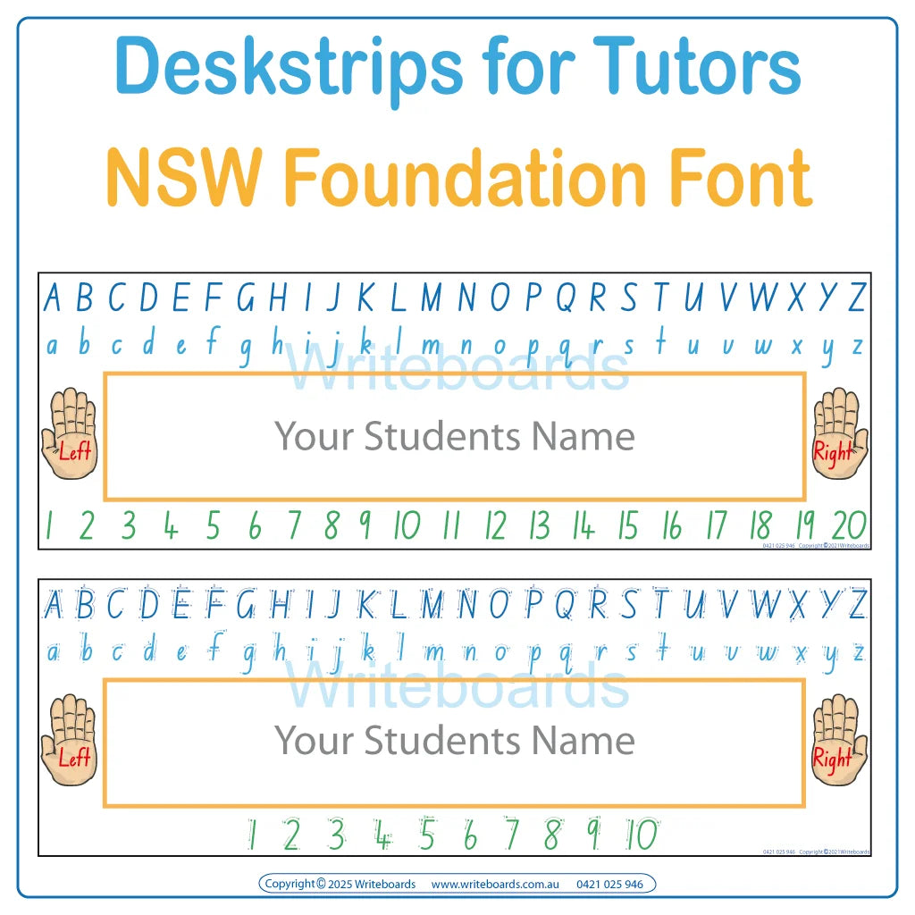 NSW Foundation Font Printable Desk Strips for Occupational Therapists and Tutors includes seven different styles