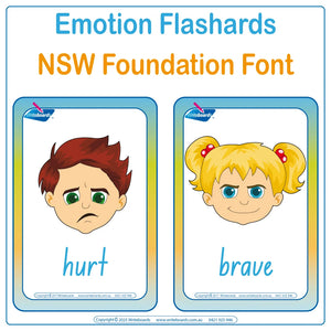 NSW Foundation Font Emotion Flashcards for Occupational Therapists & Tutors