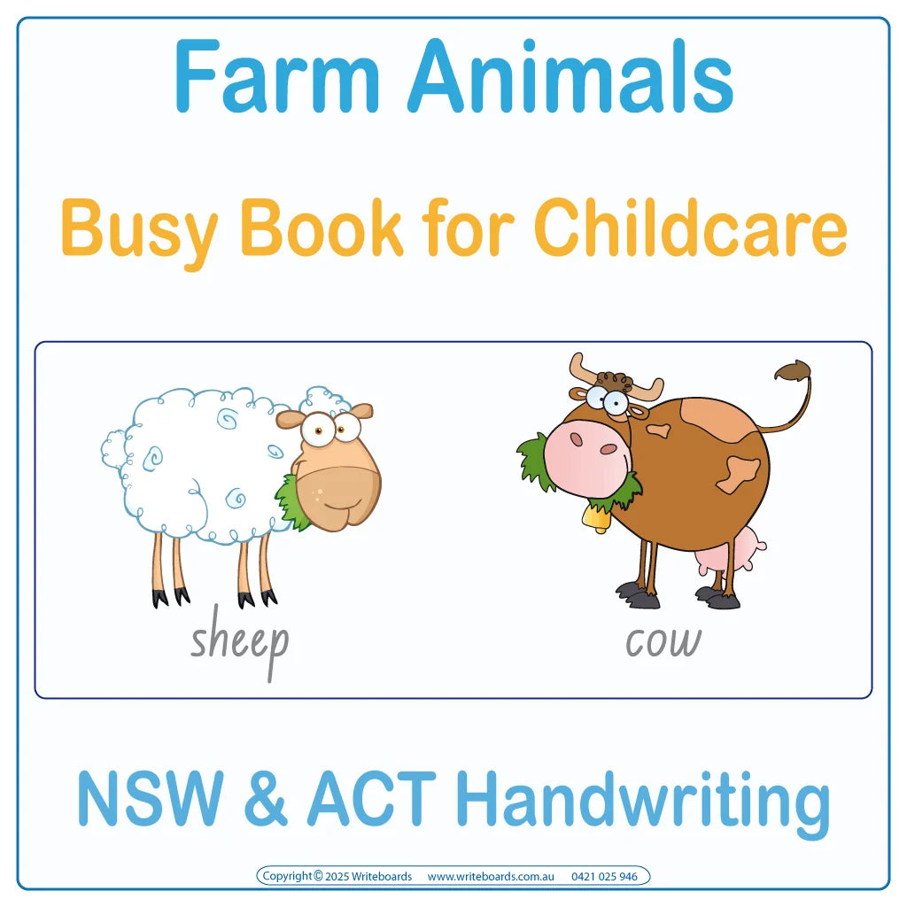 NSW Foundation Farm Animal Busy Book for Childcare & Preschool ages 3+, Farm Animal Quiet Book