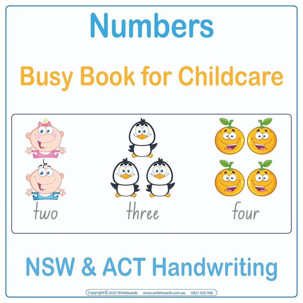NSW Foundation Numbers Busy Book for Childcare and Preschool children aged 3+, NSW Foundation Quiet Book