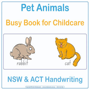 NSW Foundation Font Pet Animal Busy Book for Childcare & Preschool ages 3+