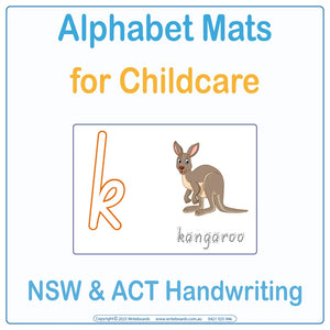 NSW Foundation Alphabet playdough mats for childcare with large outline letters for tracing or using playdough
