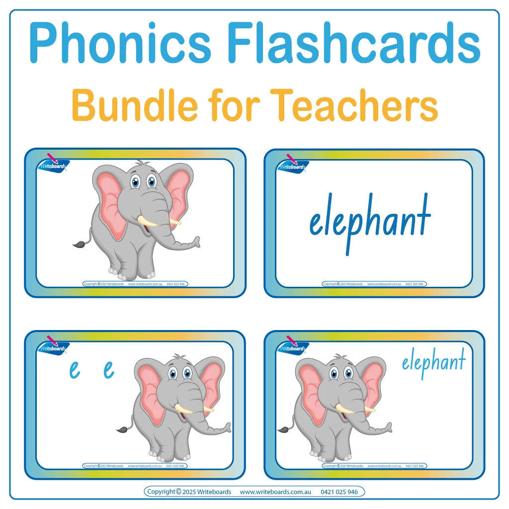 Comprehensive flashcard bundle with animals in NSW Foundation Font to support phonics and literacy instruction