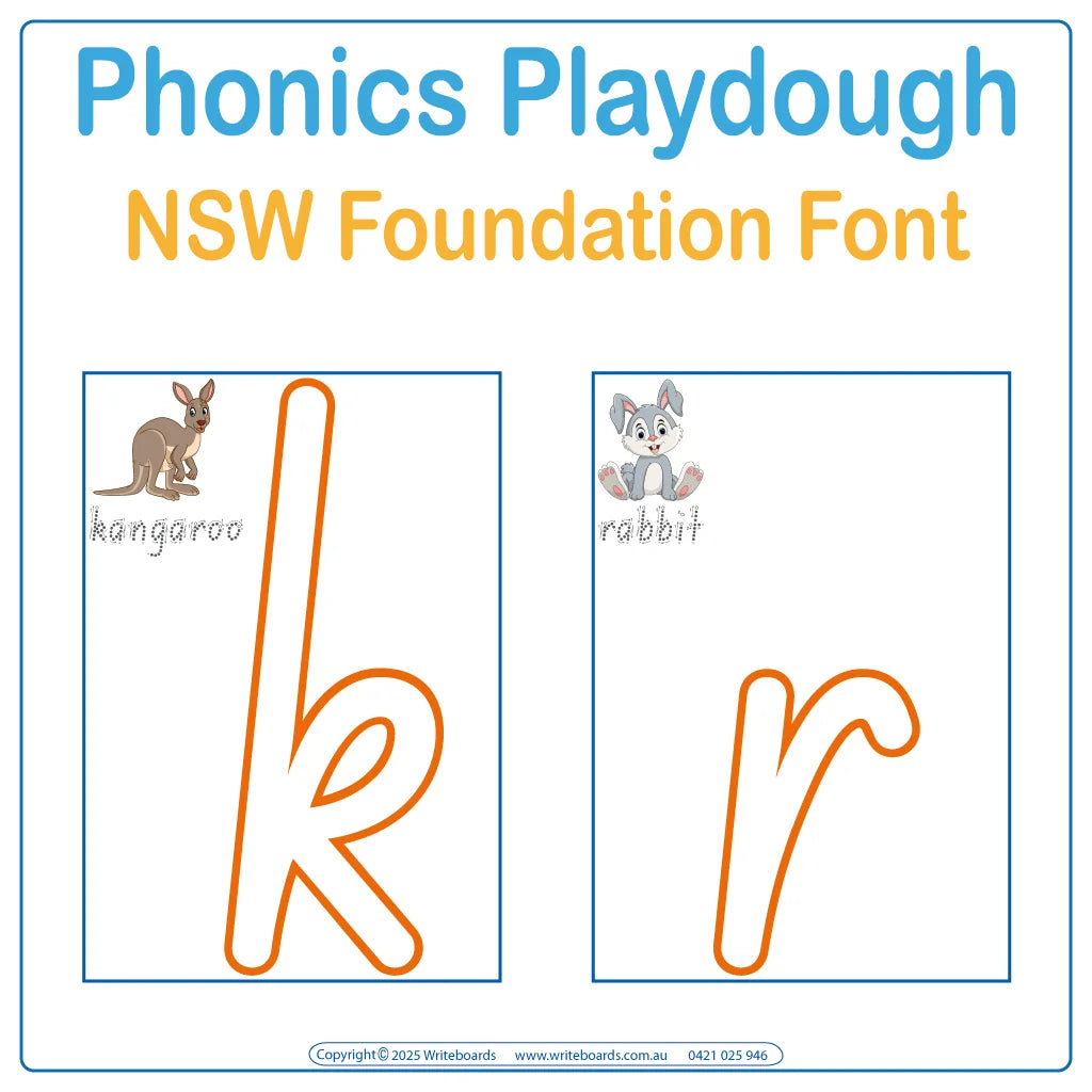 NSW Foundation Font Interactive playdough tracing worksheets with phonics reinforcing letter formation and sounds