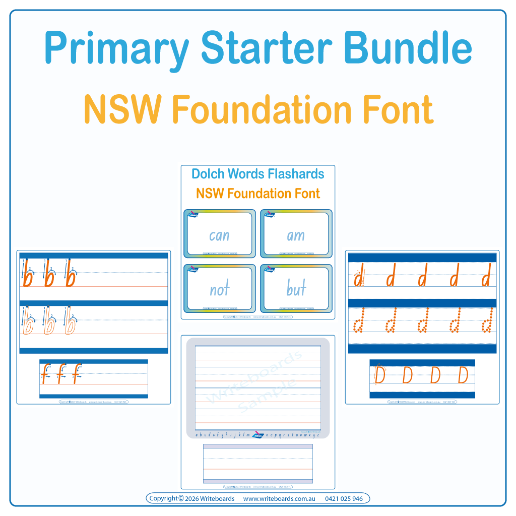 NSW Foundation Primary Starter Bundle includes Dotted Third Worksheets and Lines plus more