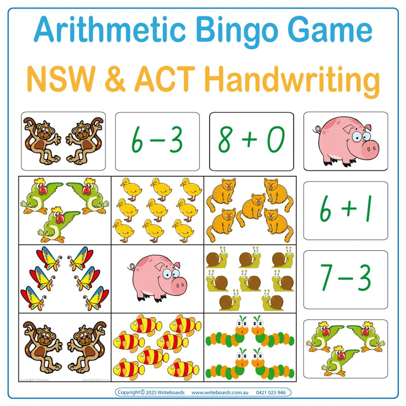 Writeboards Australian Reusable School Readiness Kit Includes a Fun Math Bingo Game