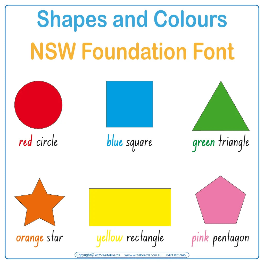 NSW Foundation Font Shape and Colour Worksheets and Flashcards for Childcare Educators in NSW & ACT