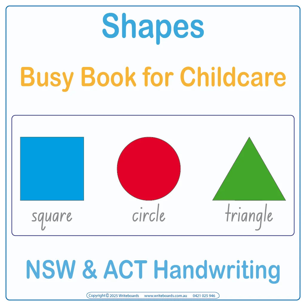 NSW Foundation Font Shapes Busy Book for Childcare ages 3+, NSW Foundation Font Shapes Quiet Book