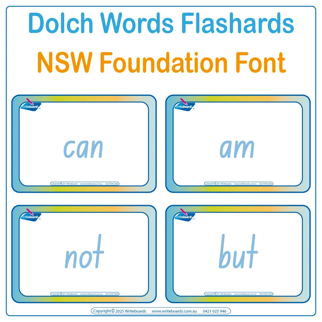 315 Sight Word Flashcards using NSW Foundation Font Handwriting, Dolch Words Flashcards for Childcare Educators