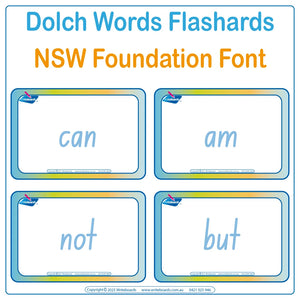 315 Sight Word Flashcards using NSW Foundation Font Handwriting, Dolch Words Flashcards for Childcare Educators