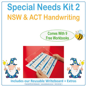 NSW Foundation Font Special Needs Kit for advanced learners includes reusable Writeboard and worksheets