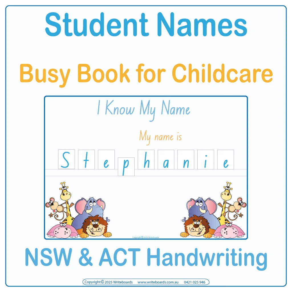 NSW Foundation Font Student Name Busy Book for Childcare and Preschool - ages 3+