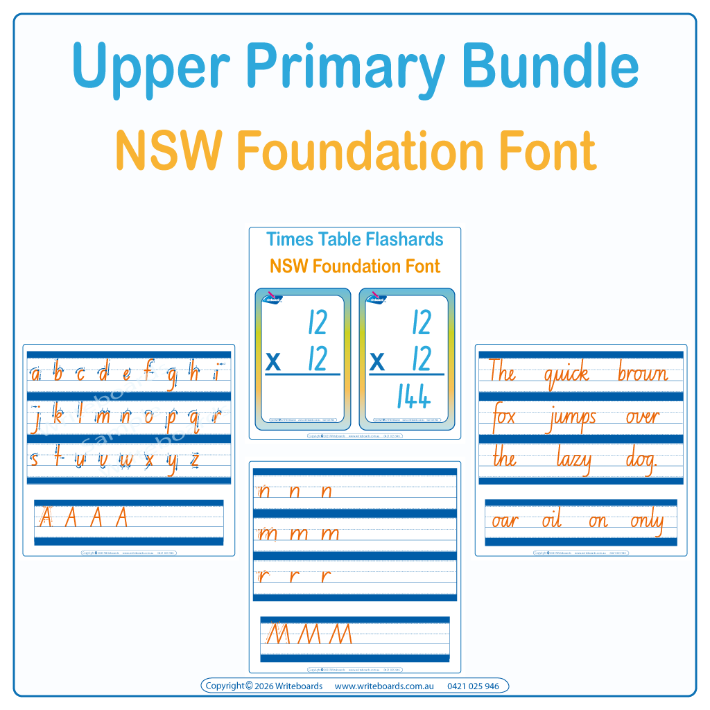 NSW Foundation Upper Primary Bundle - Cursive Handwriting Worksheets - Math plus more