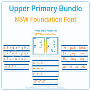 NSW Foundation Upper Primary Bundle - Cursive Handwriting Worksheets - Math plus more