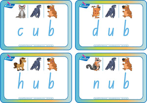 CVC Flashcards Middle Letter "u" for NSW Foundation Font Childcare and Preschool