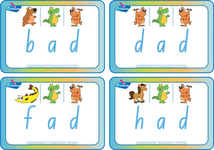 CVC Flashcards Middle Letter "a" for NSW Foundation Font Childcare and Preschool