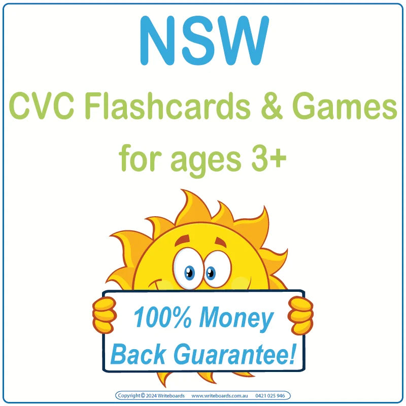 CVC Flashcards & Games for NSW Handwriting