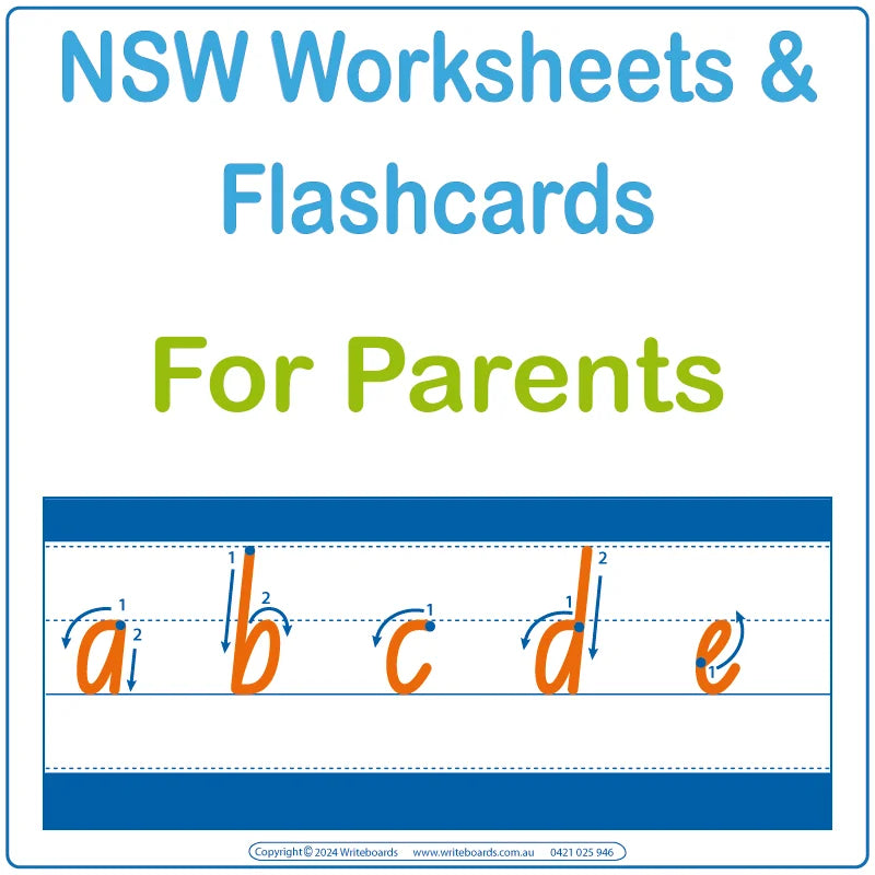 NSW Alphabet Tracing Worksheets for Parents, NSW Cursive Writing Worksheets for Parents, NSW School Tracing Worksheets