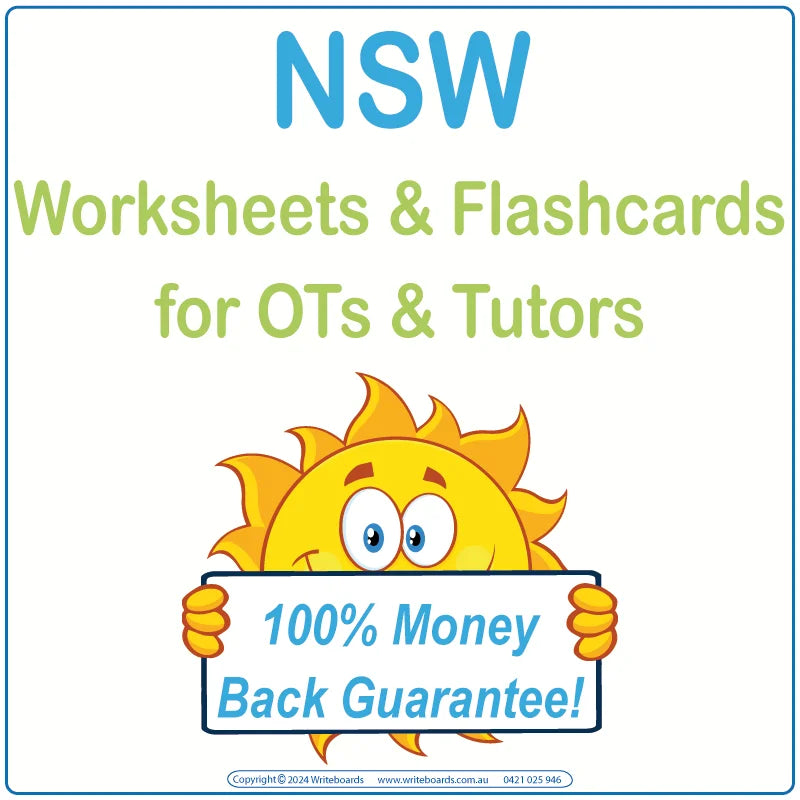 Downloadable & Printable Worksheets & Flashcards for NSW Occupational Therapists and Tutors